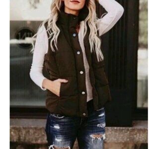 J. Crew Down Puffer Vest Brown Women S